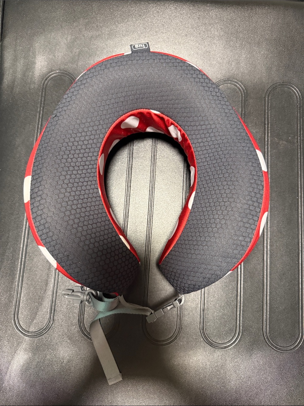 lug Kids Travel Neck Pillow in Black & Red with White Accents